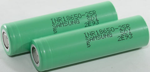 Samsung 25R 18650 2500mAh 20A Flat Top Battery - Green - Individual
