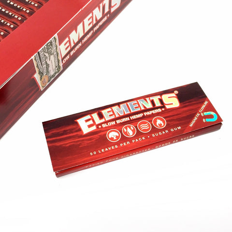 ELEMENTS RED SLOW BURNING HEMP ROLLING PAPERS 1 1/4